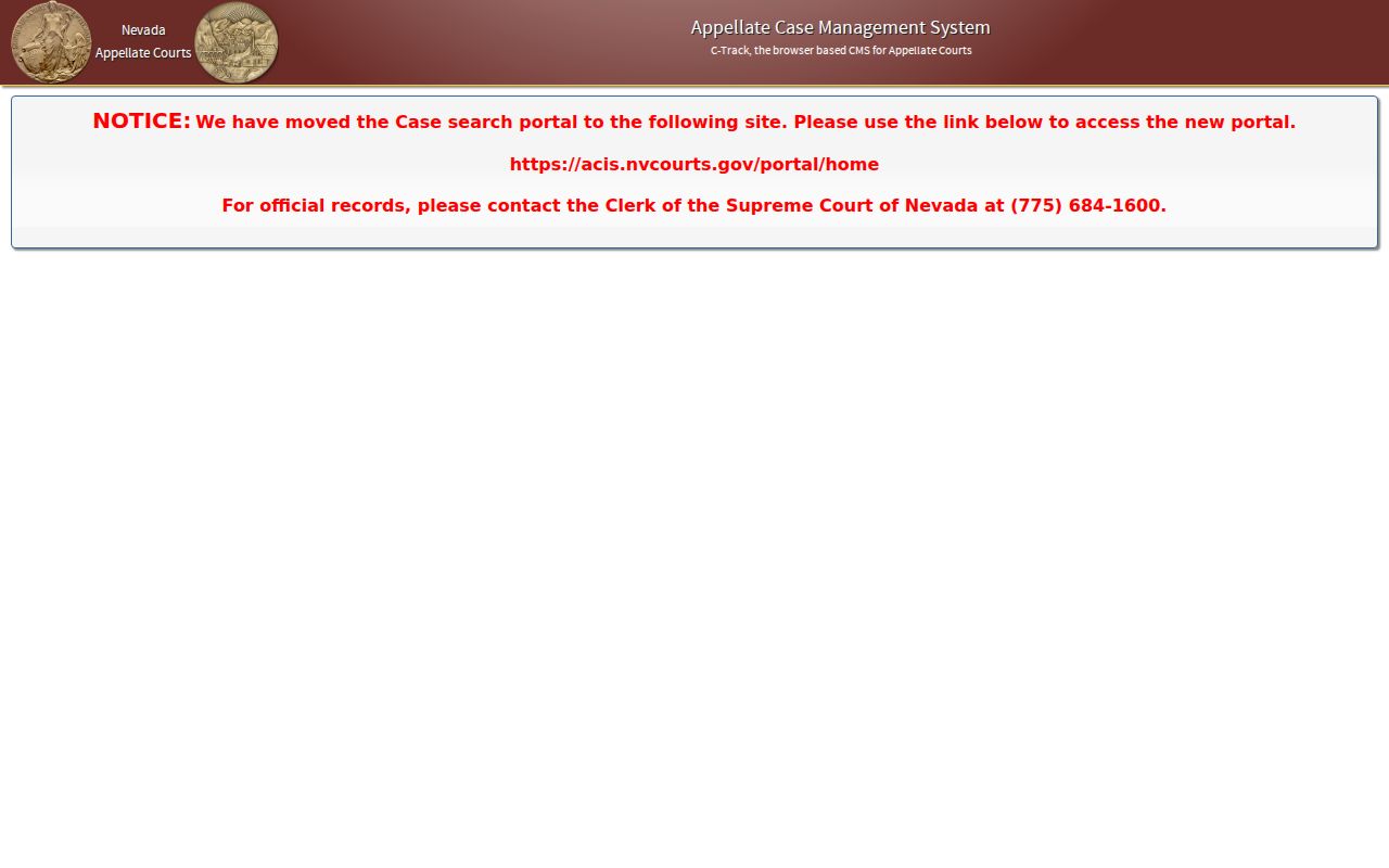 Nevada appellate portal for Lander County criminal court case appeals
