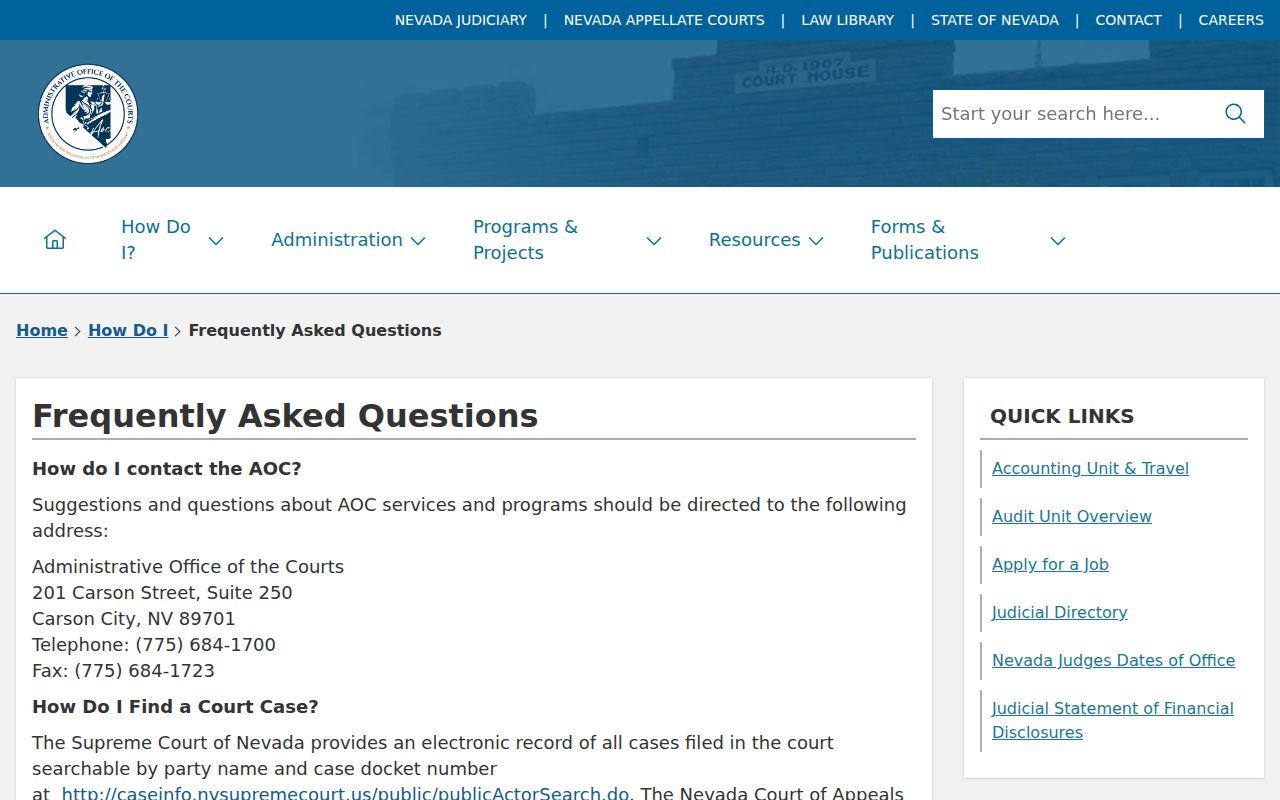 Nevada court search guidance for Lander County criminal case records