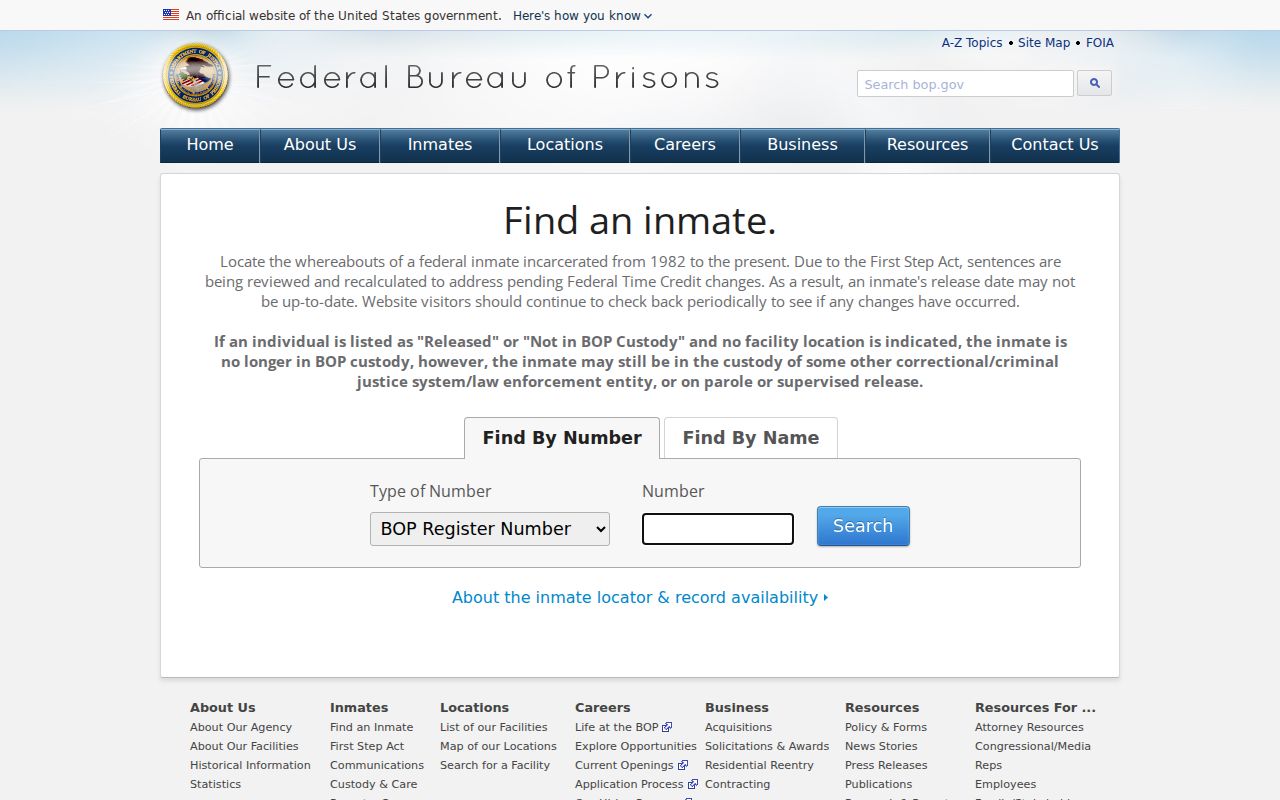 Lander County criminal history federal inmate locator