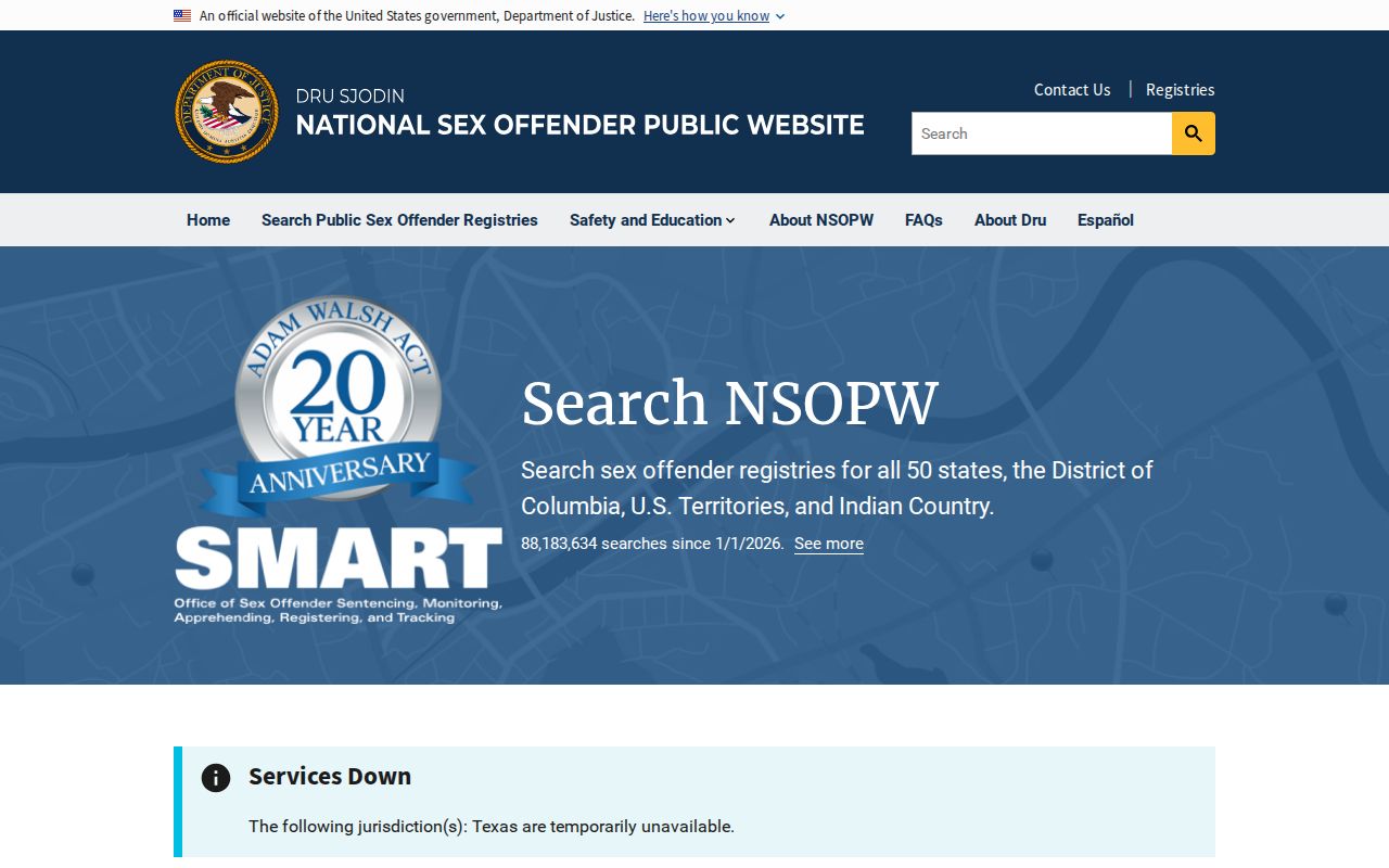 NSOPW national portal for a Lander County sex offender check